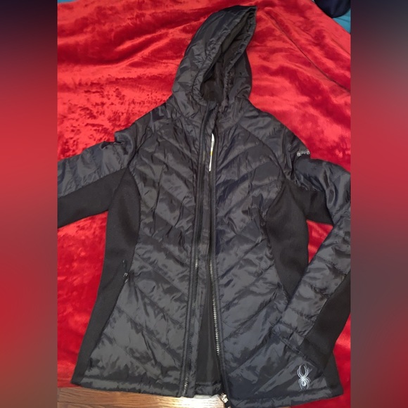 Women’s black hooded spyder jacket - Picture 1 of 6